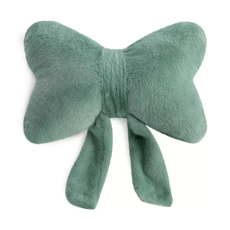 Poduszka w kształcie kokardy 37x30 cm z futerkowej tkaniny szałwiowa WIOSNA 135