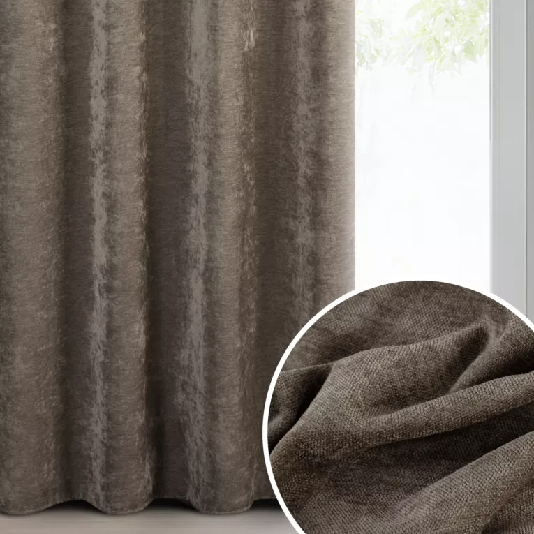 Zasłona szara z szenilowej tkaniny 140x250cm przelotki - VANI