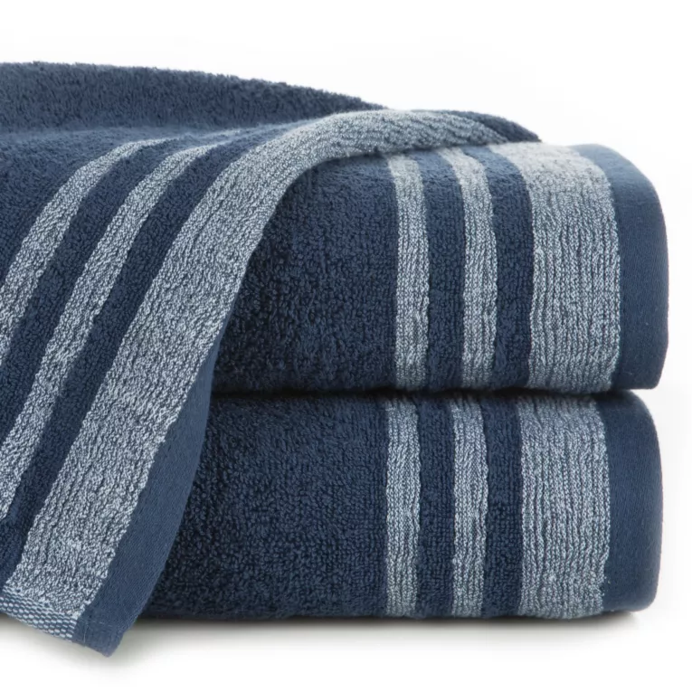 Ręcznik kąpielowy 50x90 cm bawełniany kolor granatowy z ozdobną bordiurą 500 g/m2 MERY
