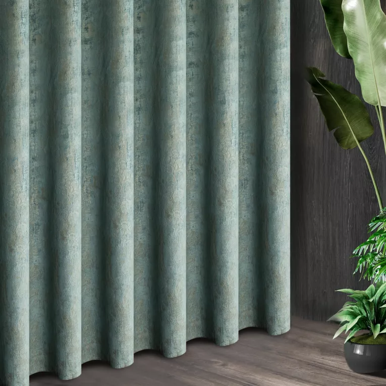 Tkanina zasłonowa z welwetu zdobiona przecieranym błyszczącym nadrukiem