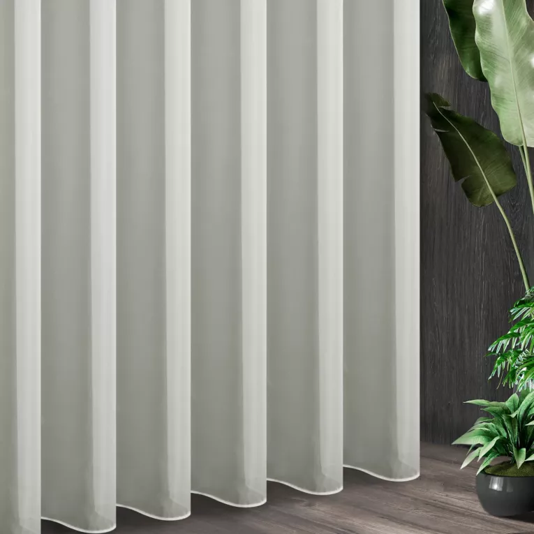 Tkanina firanowa lekki woal w stylu eko o niestandardowej wysokości 340 cm zakończona obciążnikiem z kolekcji Eva Minge