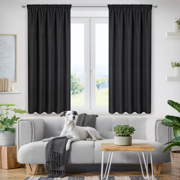 Zasłona czarna z tkaniny welurowej 160x180 cm tunel Dora