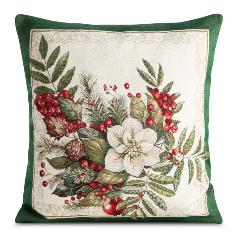 Poszewka na poduszkę świąteczna 45x45 cm gobelinowa z motywem świątecznym