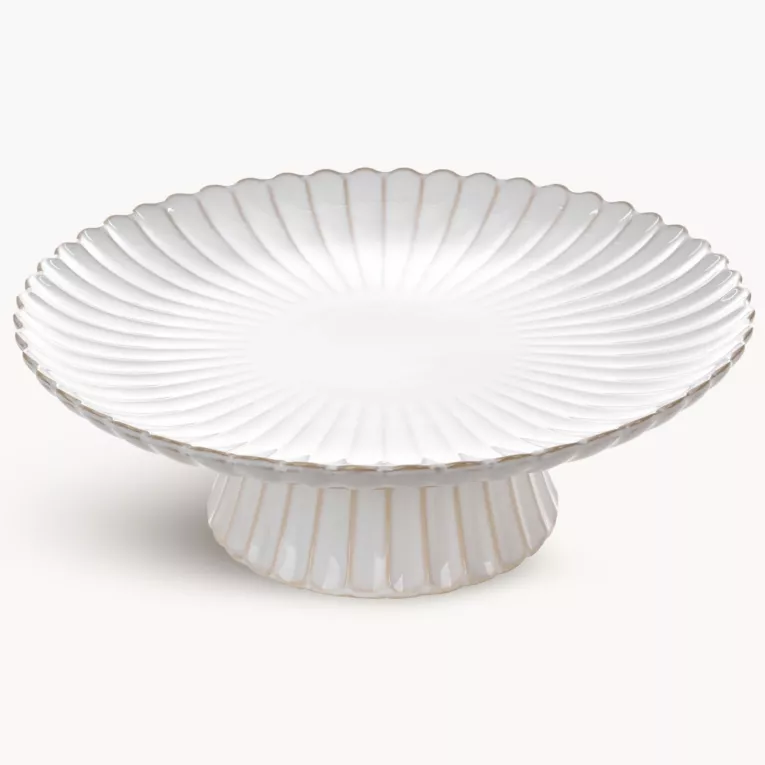 Patera ceramiczna dekoracyjna kremowo-beżowa z przecieranym wzorem w stylu eko średnica 34x11 cm AVRIL