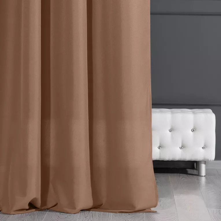 Zasłona jasnobrązowa gładka, matowa 140x250 cm przelotka - ADORE - Design 91