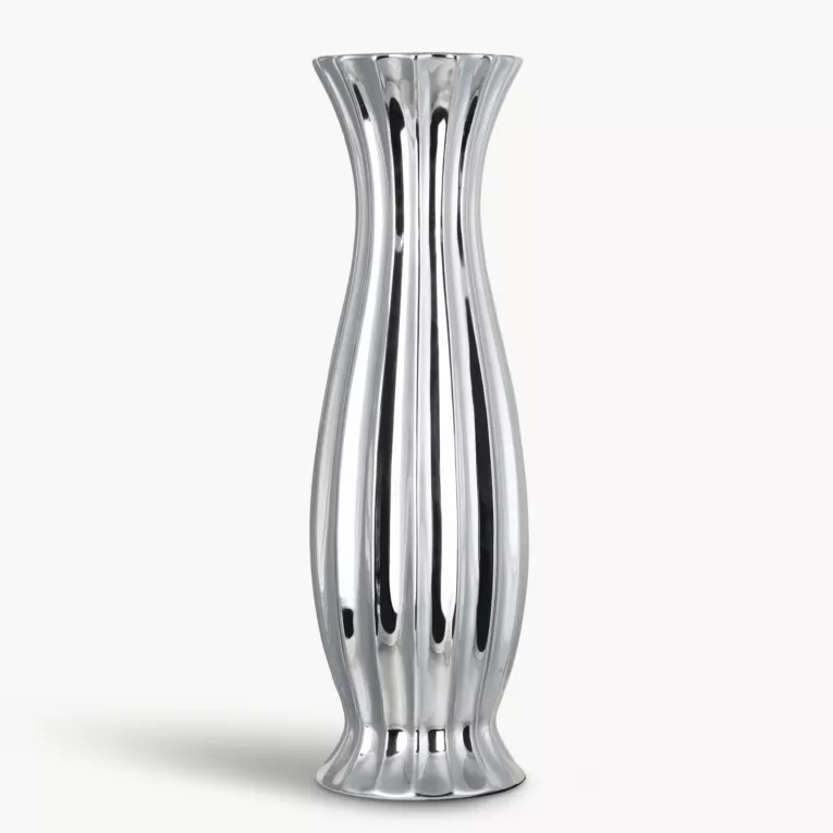 Wazon dekoracyjny FELIX o lśniącej powierzchni w wytłaczane prążki