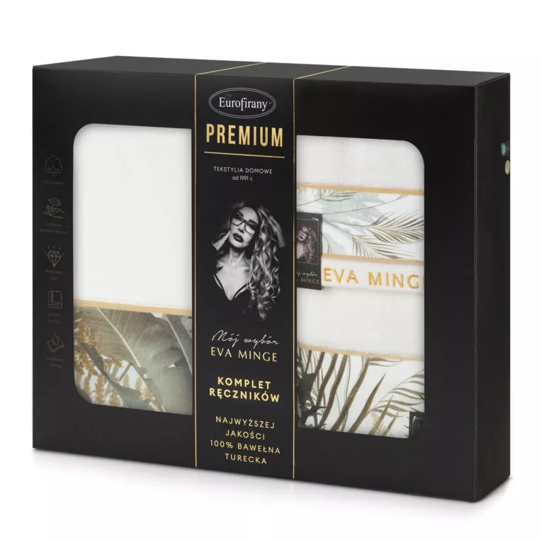 Zestaw ręczników bawełnianych na prezent 3 szt kolor biały, beżowy 500 g/m2 Eva Minge 17