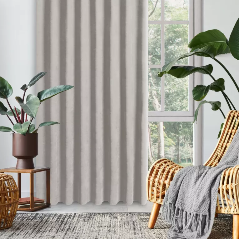 Zasłona ciemnobeżowa z tkaniny welurowej 50x260 cm szerokość po zmarszczeniu flex 1:1,5 Dora