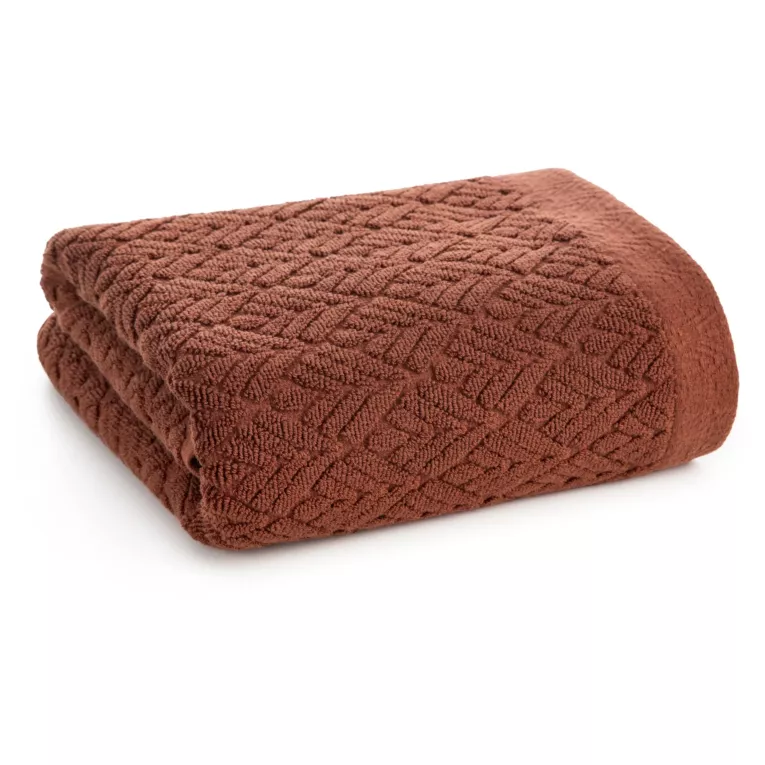 Ręcznik do rąk 30x50 cm z bawełny egipskiej kolor bordowy z wytłaczanym wzorem SCARLET - kolekcja FOREST SUMMER