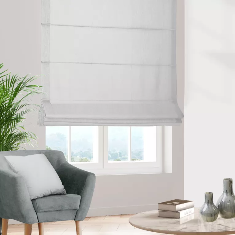 Roleta rzymska kremowa z miękkiej w dotyku tkaniny szenilowej