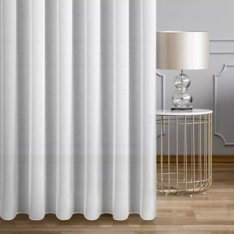 Firana szyta na taśmie fala CENNET naturalna z gładkiej matowej etaminy o naturalnym splocie