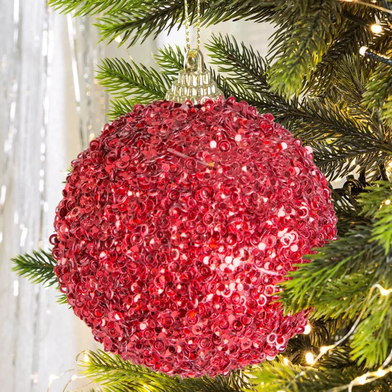 Bombka choinkowa dekorowana drobnymi cekinami