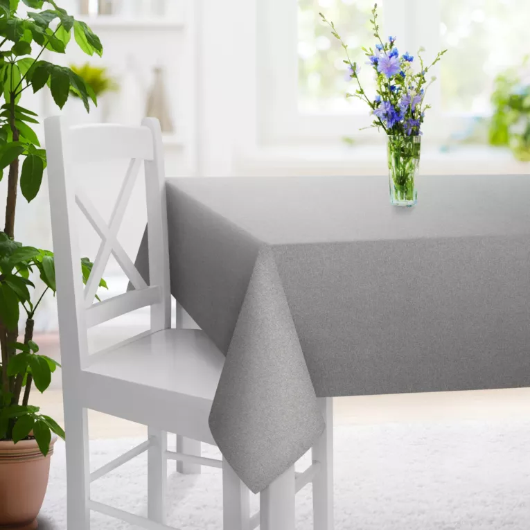 Obrus szyty stalowy ze strukturalnej tkaniny typu blackout, zaciemniająca w 100%