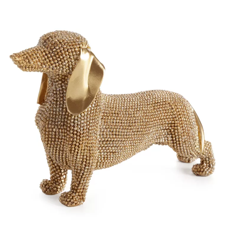 Figurka złota pies o drobnym strukturalnym wzorze 19x6x12 cm ELDO