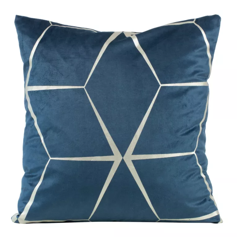 Poszewka na poduszkę 45x45 cm welwetowa granatowa z nadrukiem geometrycznym BLINK 28