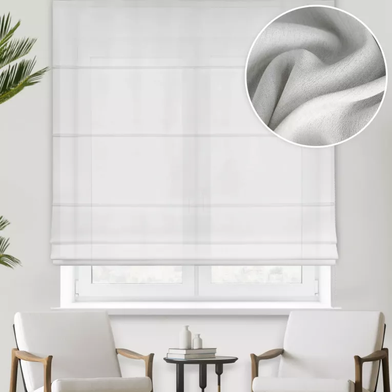 Roleta rzymska srebrna z grubszej żorżety wykończonej obciążnikiem