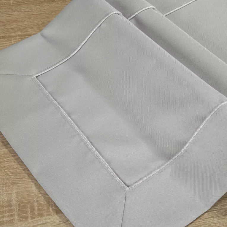 Bieżnik na stół jasnoszary 40x140 cm KARIN z delikatną srebrną lamówką