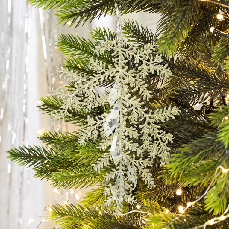 Ozdoba choinkowa - GAŁĄZKA wisząca dekorowana brokatem i kryształami