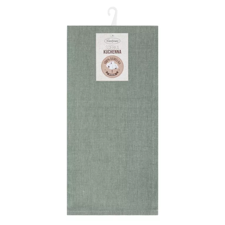 Komplet ściereczek kuchennych 2szt 50x70 cm bawełniany kolor zielony zdobionych w pasy 200 g/m2 KARIN
