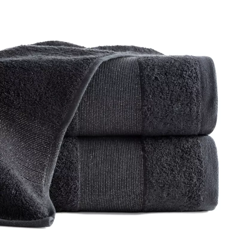 Ręcznik do rąk 30x50 cm bawełniany kolor czarny z ozdobną błyszczącą bordiurą 500 g/m2 ZOJA