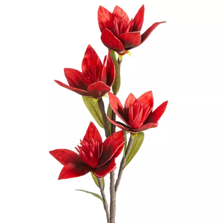 Kwiat sztuczny czerwony z plastycznej pianki foamiran 50 cm
