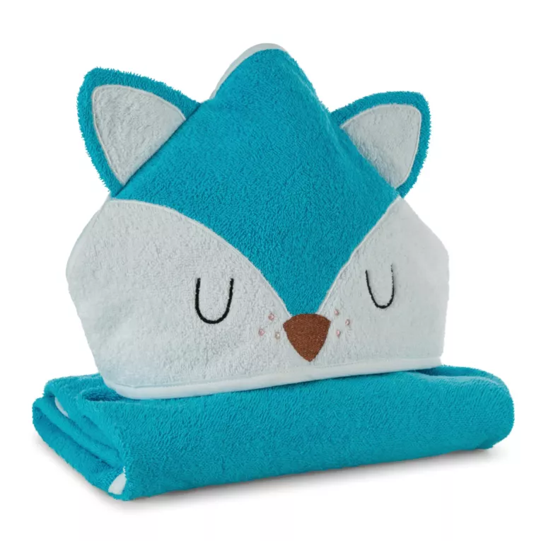 Ręcznik kąpielowy dziecięcy 100x100 cm bawełniany kolor niebieski 350g/m2 z kapturem BABY 70