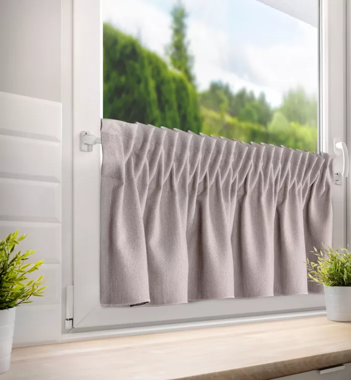 Zazdrostka pudrowo różowa z tkaniny o płóciennym splocie 140x45 cm taśma LENA