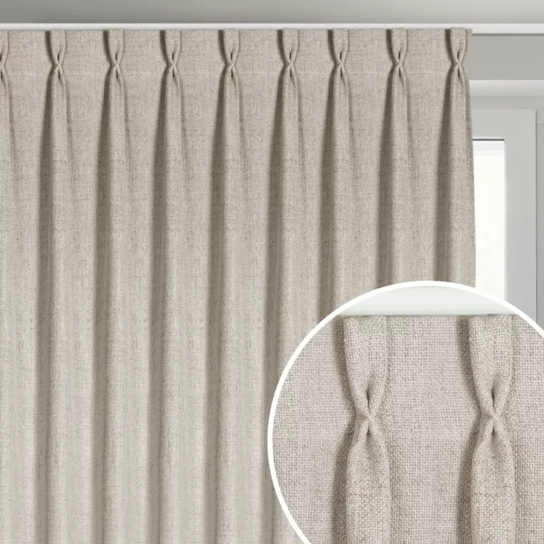 Zasłona beżowa o płóciennym splocie z efektem melanżu 80x270 cm (wymiar podany na gotowo) system flex - JULA