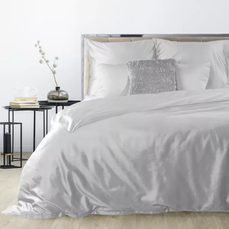 Pościel 160x200 cm gładka z satyny bawełnianej kolor jasnoszary DINA Diva Line