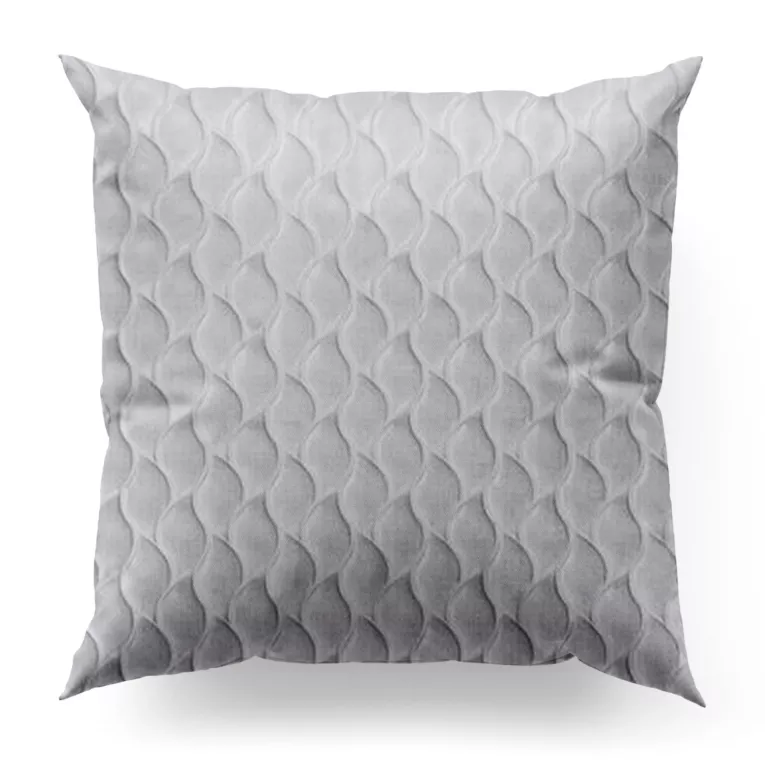 Poszewka szyta JEROME naturalna z tkaniny o symetrycznym wzorze 3D i lekkim połyskiem