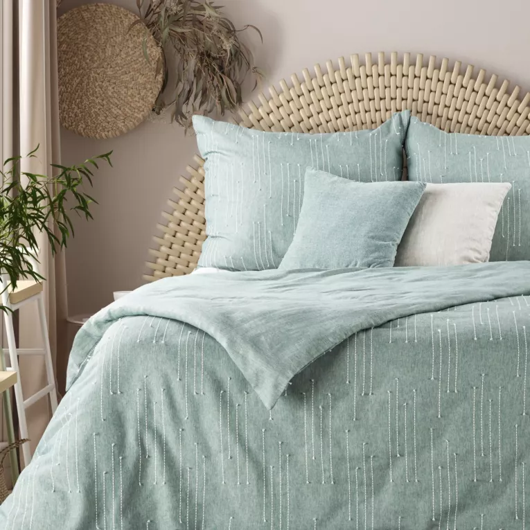 Pościel 160x200 cm bawełniana kolor jasnozielony w stylu boho MONTENEGRO 8 Terra Collection