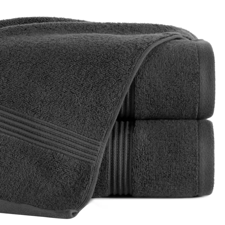 Ręcznik do rąk 30x50 cm bawełniany kolor czarny 0 twist zdobiony paseczkami 550 g/m2 MOLLY