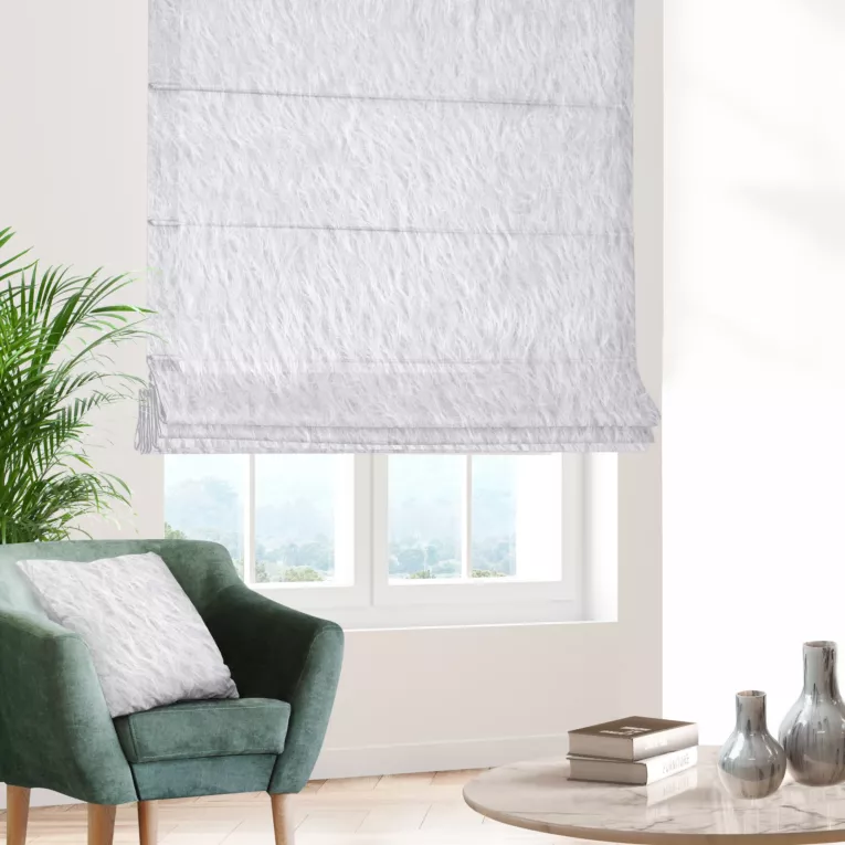 Roleta rzymska RAVENA kremowa z puszystej tkaniny w zwiewne frędzle Italissima Eva Minge