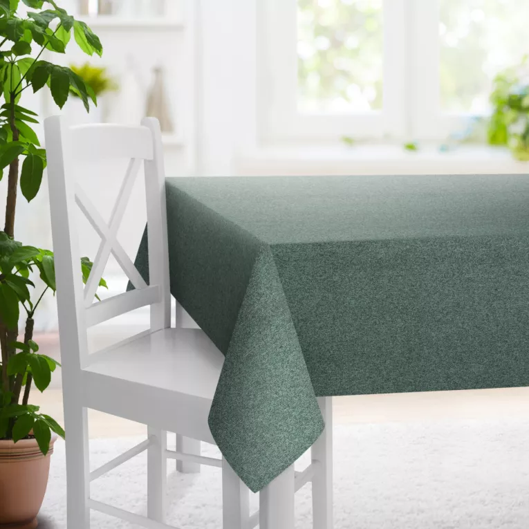 Obrus szyty miętowy z tkaniny bukla z efektem melanżu