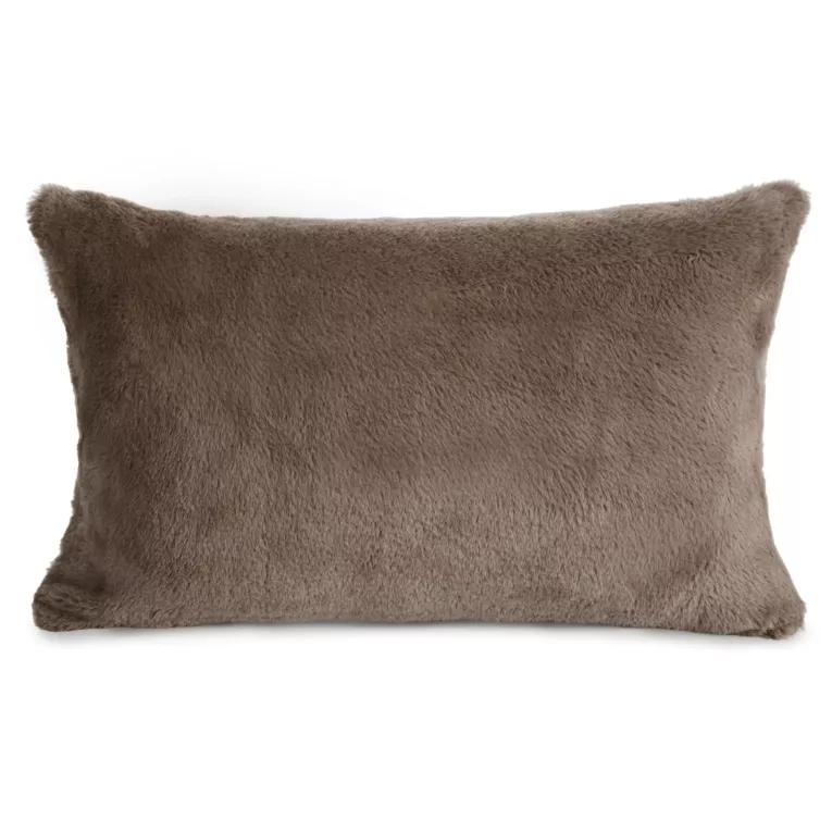 Poszewka na poduszkę 30x50 cm beżowa z miękkiej futrzanej tkaniny NINA