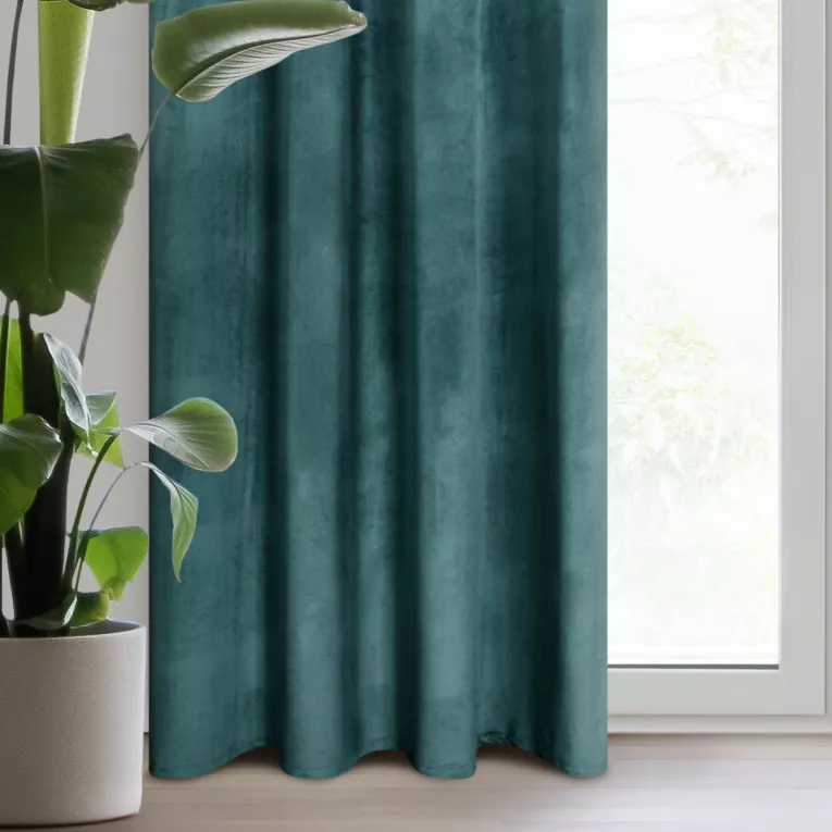 Zasłona welwetowa ciemnoturkusowa 140x250 cm przelotka - ROSA - Design 91