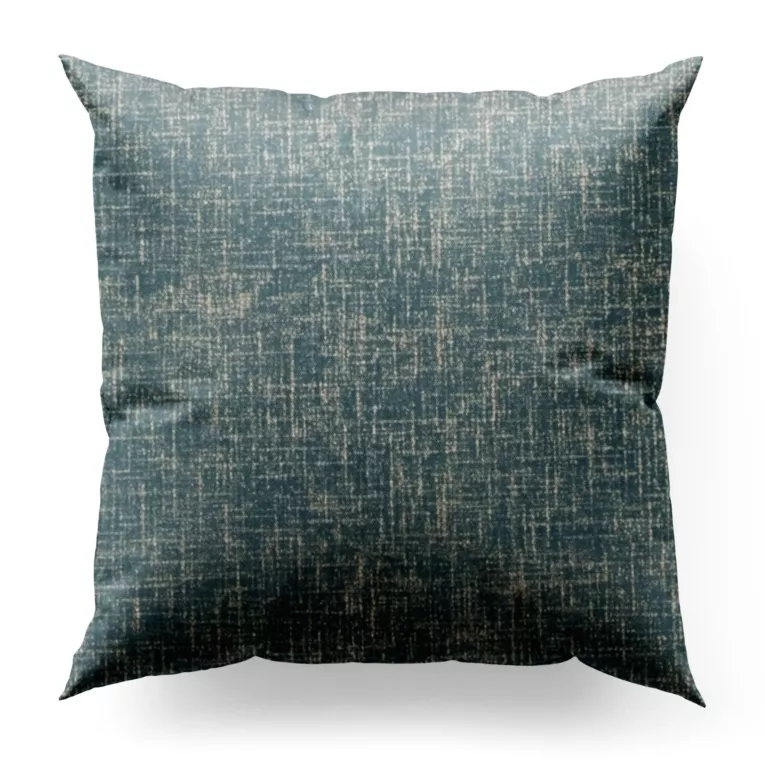 Poszewka szyta turkusowo złota z miękkiej półmatowej tkaniny welwetowej z metalicznym nadrukiem