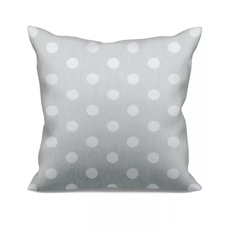 Poszewka szyta srebrno kremowa dwustronna, z wzorem w grochy