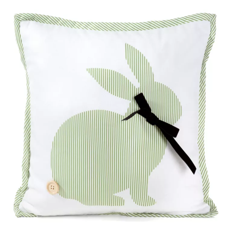 Wielkanocna poszewka na poduszkę 45x45 cm z ozdobną aplikacją biały, jasnozielony WIOSNA 137