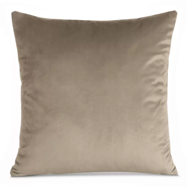 Poszewka na poduszkę 45x45 cm welwetowa, gładka ciemnobeżowa o delikatnym połysku GAJA 1