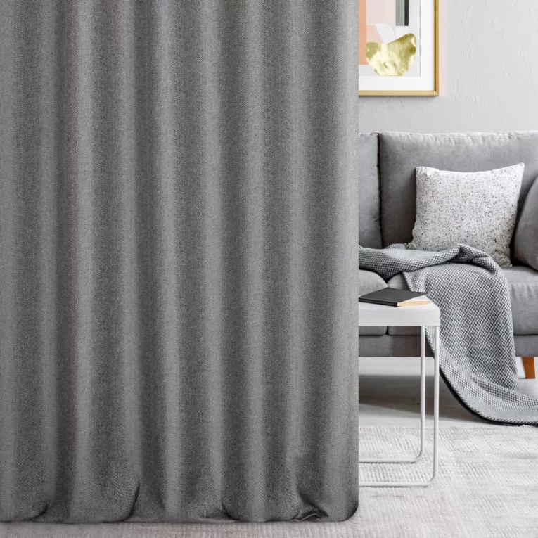 Zasłona szyta na taśmie 5 cm niebieska z miękkiej tkaniny z efektem melanżu