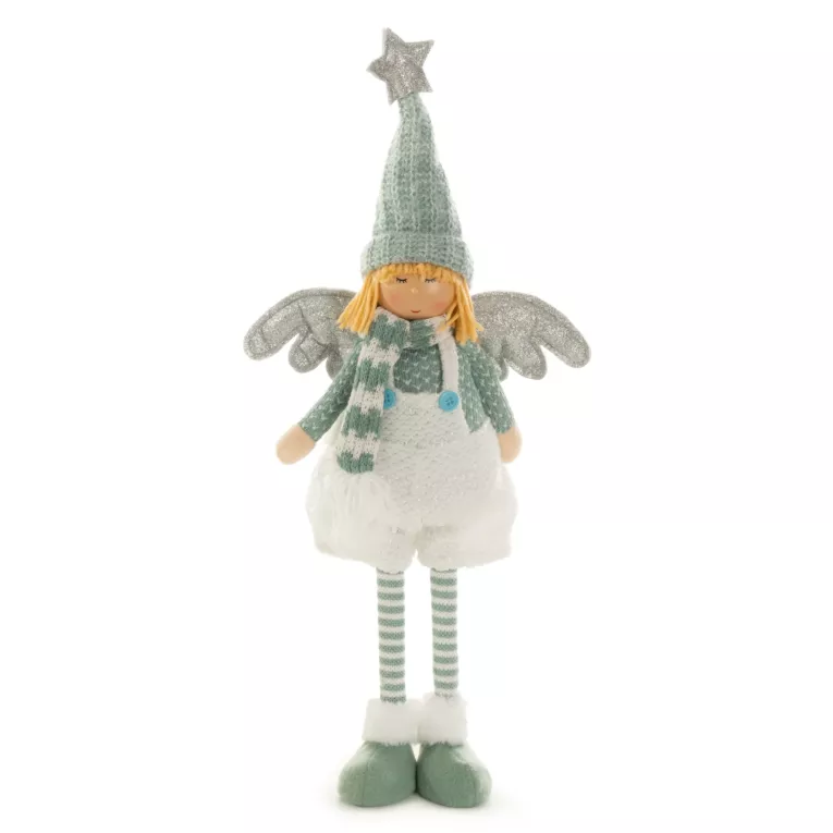 Figurka świąteczna DOLL aniołek w zimowym stroju z miękkich tkanin
