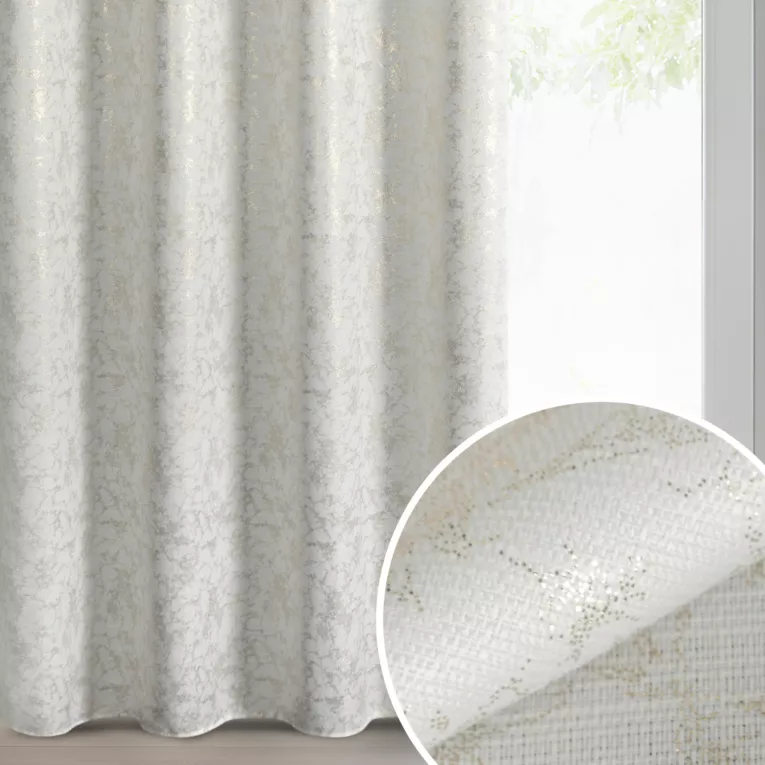 Zasłona kremowo, szampańska zdobiona nadrukiem imitującym marmurek 140x250 cm przelotka - RONYA