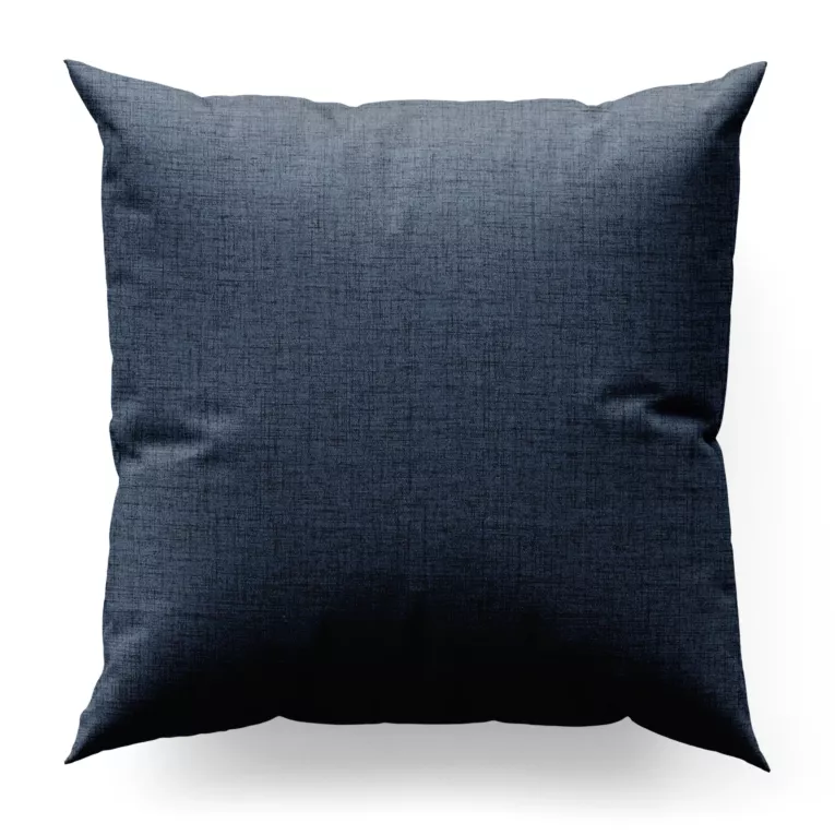 Poszewka szyta ciemnoniebieska z tkaniny w stylu eko o naturalnym splocie