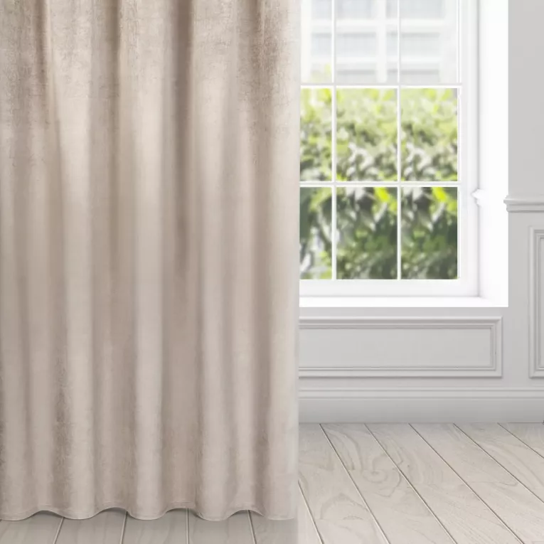 Zasłona beżowa z połyskiem, welwetowa 140x300 cm na taśma SAMANTA