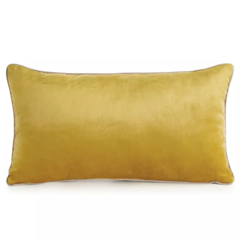 Poduszka 30 x 50 cm welwetowa musztardowa z kontrastującą lamówką GAJA 3