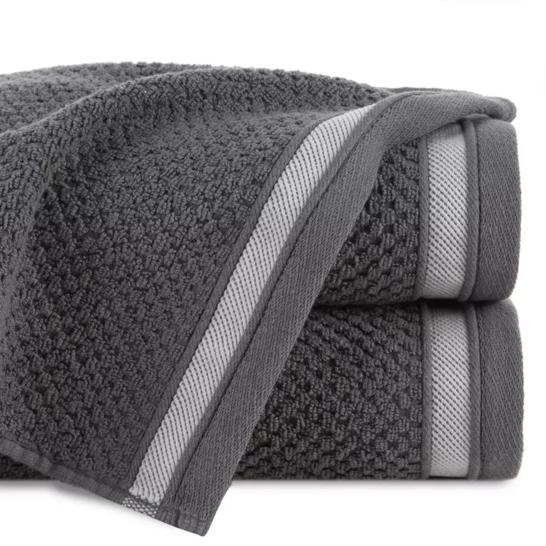 Ręcznik do rąk 30x50 cm bawełniany kolor stalowy w pasy 500 g/m2 MADLEN