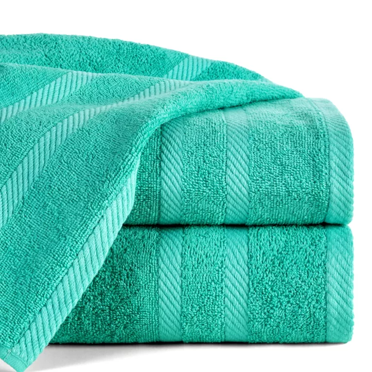 Ręcznik kąpielowy 100x150 cm bawełniany kolor miętowy z ozdobną bordiurą 500 g/m2 MILO