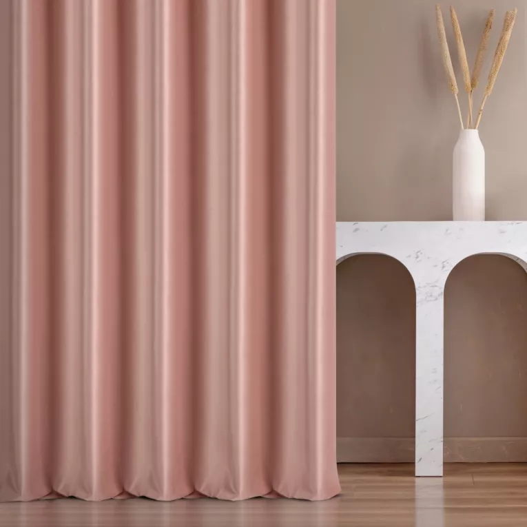 Zasłona szyta na taśmie fala pudrowa z miękkiej półmatowej tkaniny welwetowej