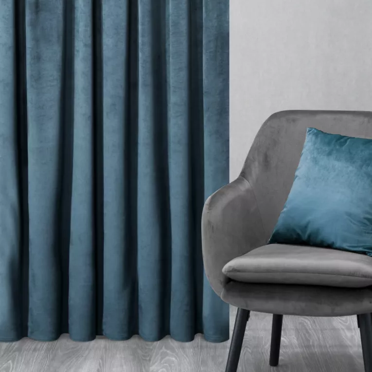 Zasłona welwetowa granatowa gładka 140x300 cm taśma - PIERRE